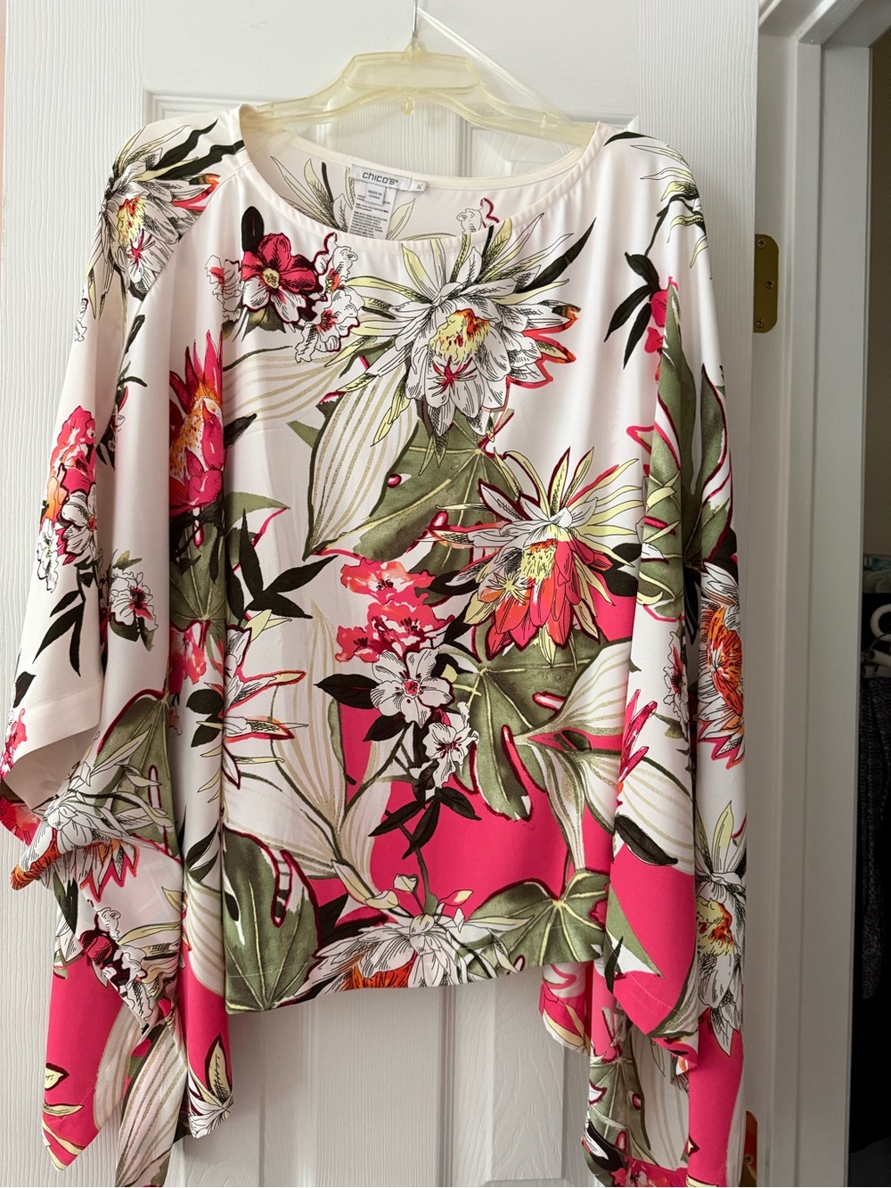 Chico’s tropical floral poncho